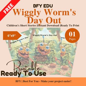 Preview of FREE English Short Story for Kids : Wiggly Worm's Day Out