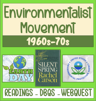 Preview of FREE! Environmentalist Movement 1960s-70s. Silent Spring, EPA!