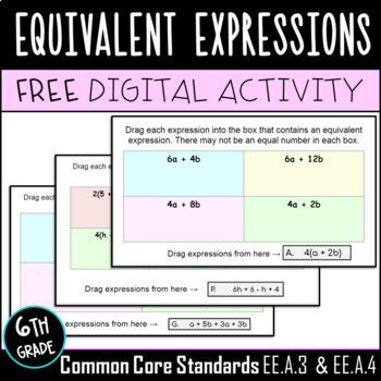 Preview of FREE Equivalent Expressions Digital Activity
