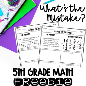 Preview of FREE Error Analysis Math Problems for 5th Grade - Distance Learning
