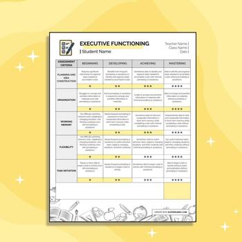 Preview of Level 1-4 ┃Executive Functioning Rubric - SUPERRUBRIC