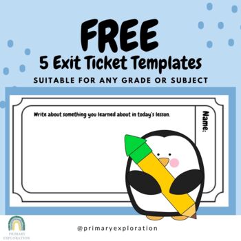 Preview of FREE Exit Tickets: 5 Templates for any grade/subject
