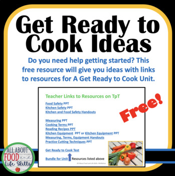 Preview of FREE Get Ready to Cook Resource Ideas | FACS, FCS, Family and Consumer Science