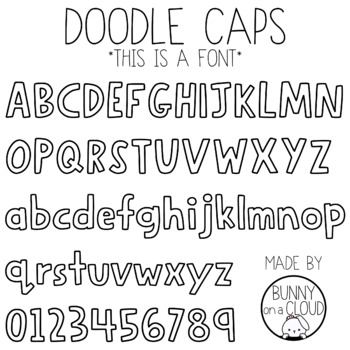 Preview of FREE FONT! Doodle Caps by Bunny On A Cloud