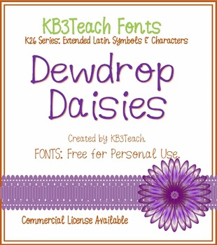 Preview of FREE FONTS: Dewdrop Daisies (Personal Use: K26 Series)