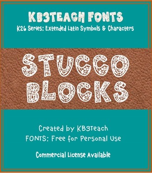 Preview of FREE FONTS: Stucco Blocks (Personal Use: K26 Series)