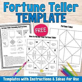 Preview of FREE FORTUNE TELLER Game - Origami Paper Craft Printable Cootie Catcher Template