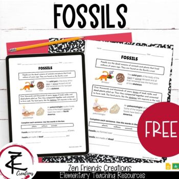 Preview of FREE - FOSSILS Worksheet/Google Classroom/Distance Learning/Digital