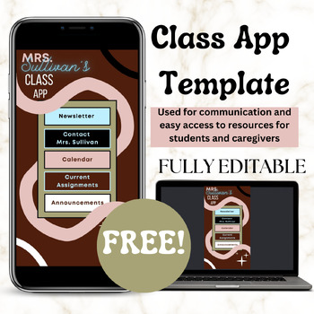 Preview of FREE* FULLY EDITABLE (Groovy Theme) Interactive Smart Class App Website Template