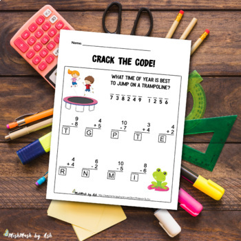 Preview of FREE FUN Grade 1 Math Addition & Subtraction CRACK THE CODE