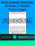 FREE - Factoring Difference of Squares Puzzle