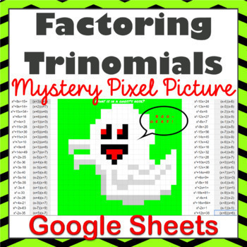 Preview of FREE! Factoring Trinomials a=1 Halloween Mystery Picture Pixel Activity Digital
