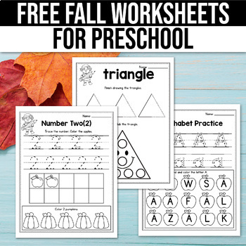 Preview of FREE First Day of Fall Activity for Preschool Curriculum Tracing Shapes Freebies
