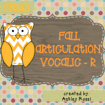 FREE Articulation Vocalic AR for Speech Therapy