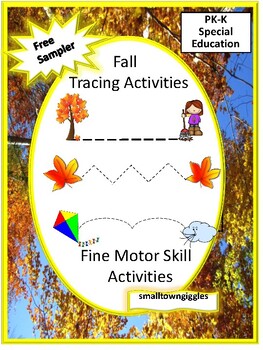 Preview of FREE Fall Autumn Back to School Activities Line Tracing Worksheets Fine Motor