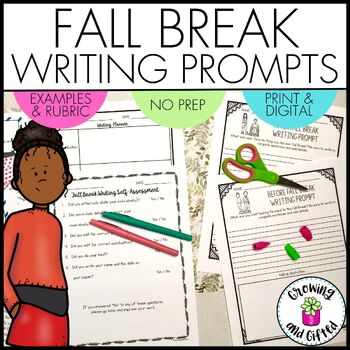Preview of FREE Fall Break Printable and Digital Writing Prompts for October and November