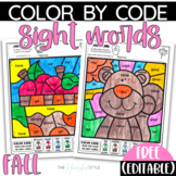 FREE Fall Color by Sight Word Practice Pre-Primer and Prim