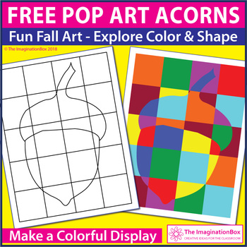 Preview of FREE Fall Coloring Pages, Fun Pop Art Acorns Fall and Thanksgiving Art Activity