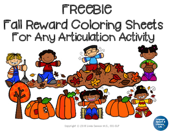 Preview of FREE - Fall Coloring Sheets For Articulation Activities