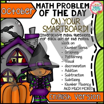 Preview of FREE Fall Halloween Thanksgiving October SmartBoard Math Problem of the Day