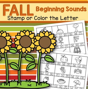 FALL Beginning Sounds Stamp or Color in bw FREE by KidSparkz | TpT