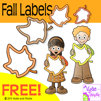Preview of FREE Fall Kids Clipart Maple Leaf Labels Autumn Frames Clip Art Clipart