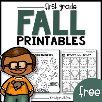Preview of FREE Fall Math and Literacy Printables - First Grade