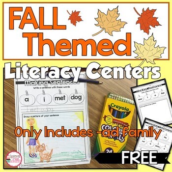 Preview of FREE Fall Themed Word Family Activity CVC Words -ad family
