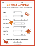 FREE Fall Vocabulary Worksheet - Autumn Word Scramble