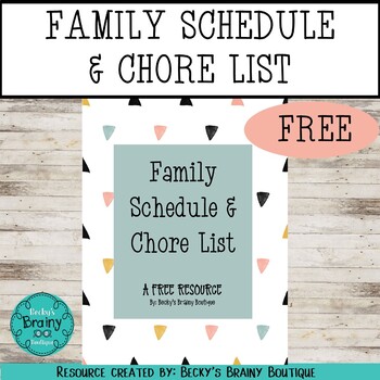 Preview of FREE: Family Schedule & Chore List