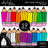 FREE Fat Mini Pencils Clipart - Outlined