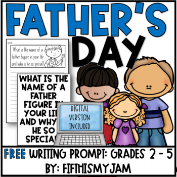 Preview of FREE Father's Day and Father Figure Writing Prompt | Digital Included