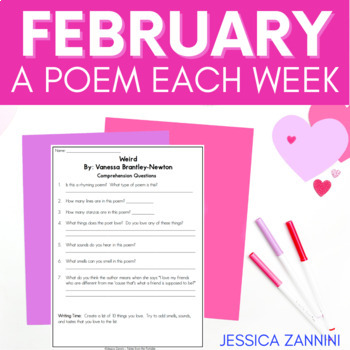 Preview of FREE February A Poem Each Week