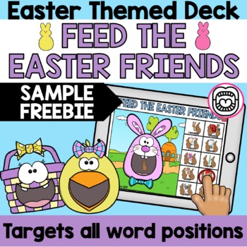 Preview of FREE Feed the Easter Friends Articulation Task BOOM CARDS | NO PRINT NO PREP