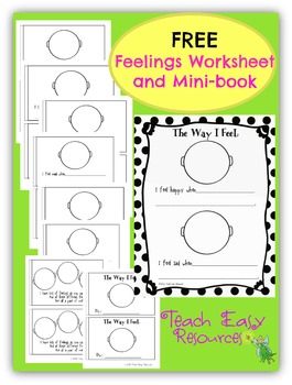 Preview of FREE Feelings Worksheet and Mini-Book for Pre-K to 1