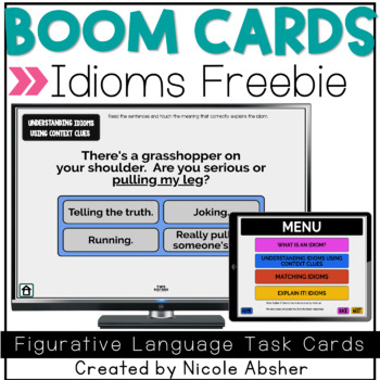 Preview of FREE Figurative Language Idioms MINI-UNIT BOOM™ Cards Distance Learning