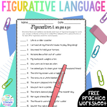 Preview of FREE Figurative Language Worksheet Practice Activity