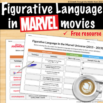 Preview of FREE Figurative Language in MARVEL movies