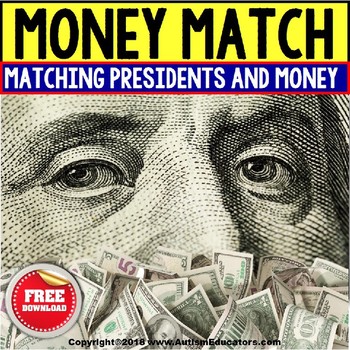 Preview of FREE File Folder Presidents Day Money Matching Activity for Autism