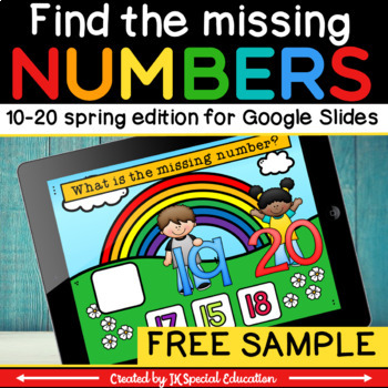 Preview of FREE Fill in the missing number activity Google Slides Numbers 10-20 for Spring