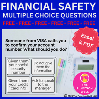 Preview of FREE Financial Literacy Task - Adult Speech Therapy - Cognitive Therapy - Safety
