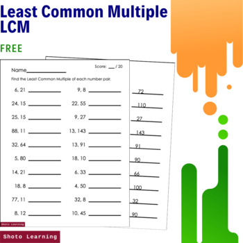 Preview of FREE - Find the Least Common Multiple LCM Math Practice Problems Worksheets