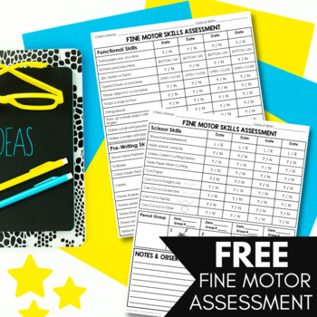 Preview of FREE Fine Motor Skills Checklist | Assessment for Preschool or Kindergarten