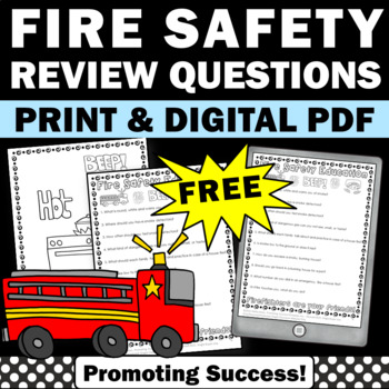 Preview of FREE Fire Safety Week Activities Plus Video Reading Comprehension Coloring Page