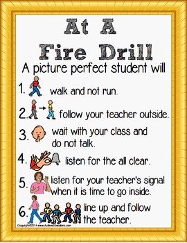 Preview of FREE Fire Safety Social Narrative Rules Poster for Special Education and Speech