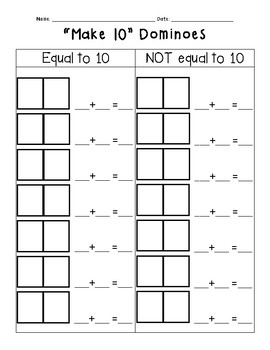 FREE! First Grade Addition Make 10 Dominoes Sort Math Center