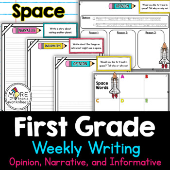 Preview of FREE First Grade Weekly Writing Space (opinion, narrative, informative)