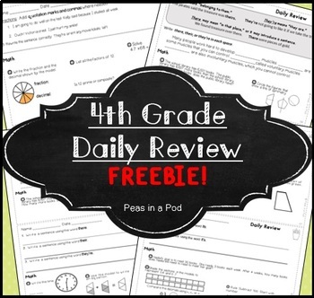 Preview of FREE 4th Grade Morning Work Fourth Grade Math ELA Morning Work