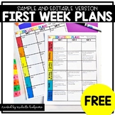 FREE First Week of School Lesson Plans and Editable Lesson