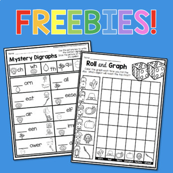 Preview of FREE First grade worksheets for November Thanksgiving Phonics Digraphs Math